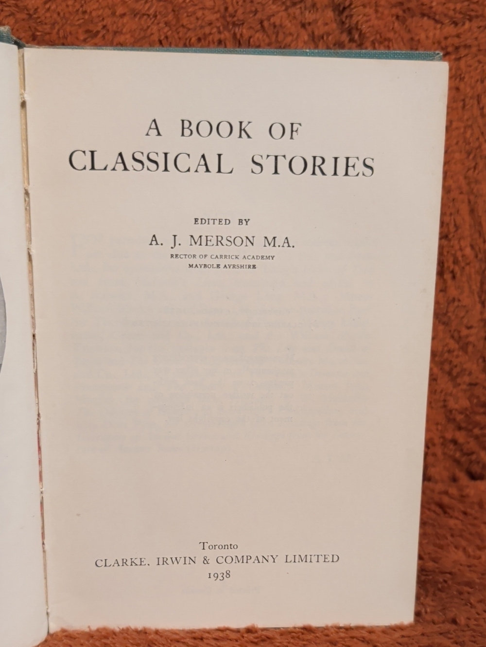 A Book of Classical Stories ( By A.J. Merson )